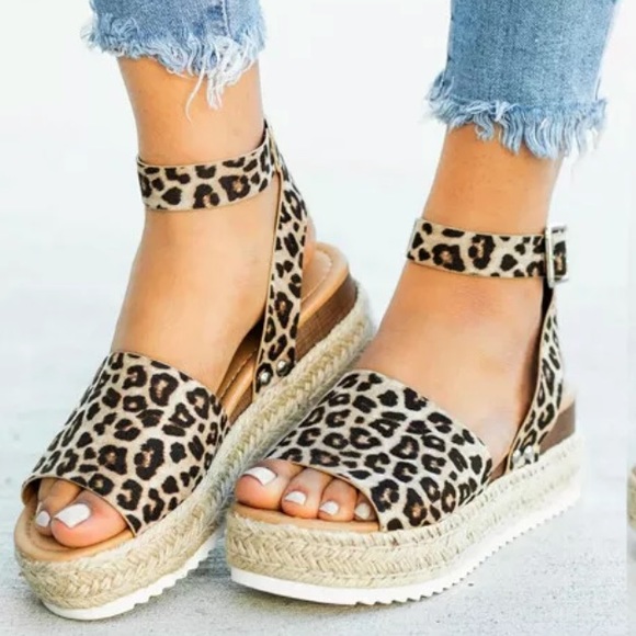 Cheetah Chunky Espadrille Flatform Wedge Sandal - Picture 6 of 7